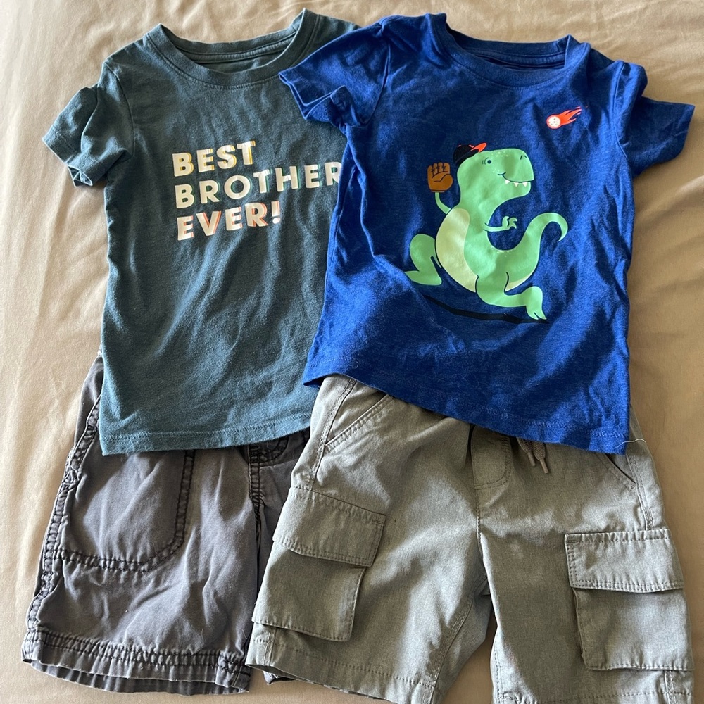 2T Boys Outfit Set-2 Shirts 2 Shorts